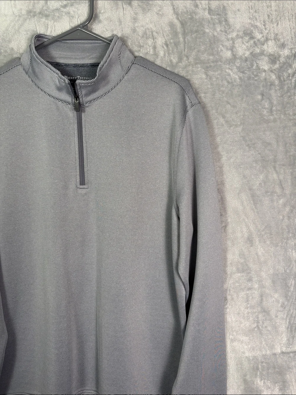 Hickey Freeman Blue White Striped 1/4 Zip Pullover Size Medium